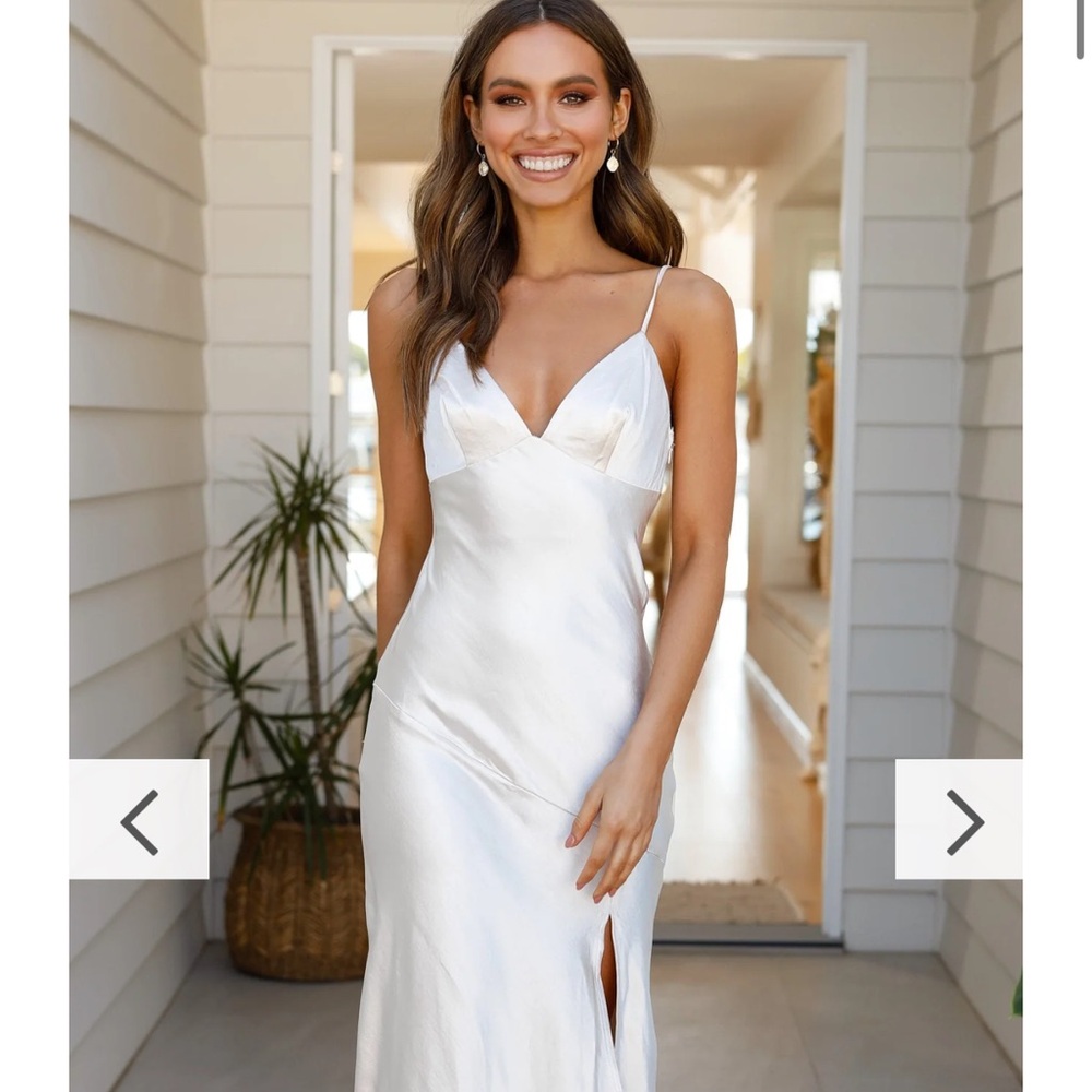 Silk White/Champagne Midi Dress
